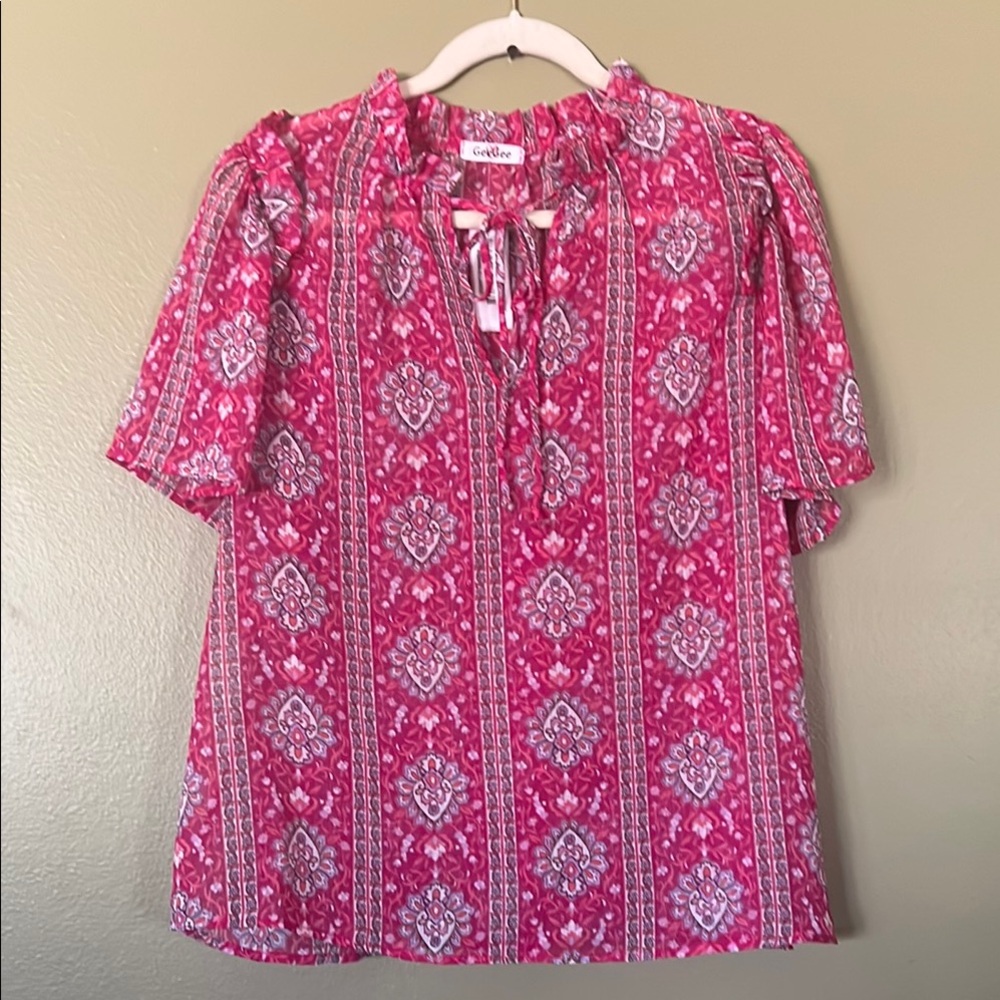 GeeGee Pink Patterned Women's Top